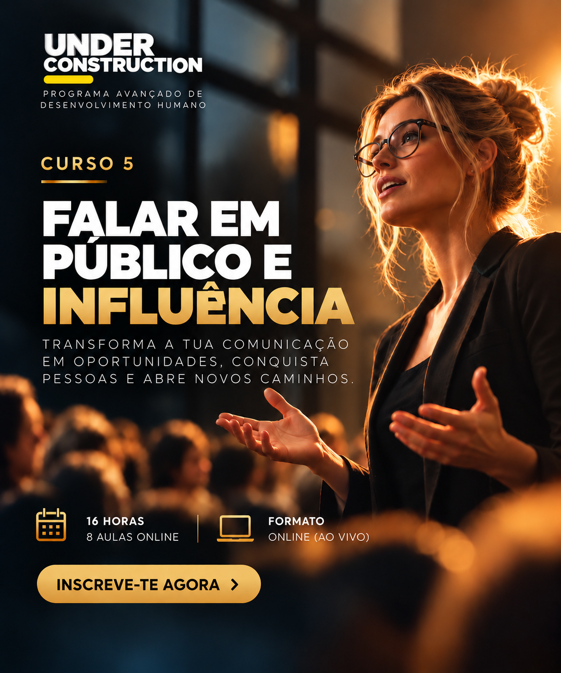Imagem oficial do curso 05: Falar em público e influência
